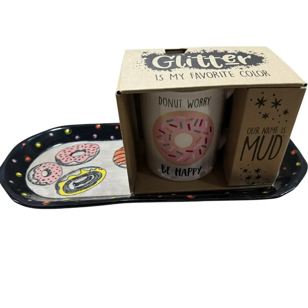 Donut Lover’s Gift Set – Ceramic Tray & Mug – Cute Coffee & Snack Set